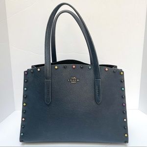 Coach Charlie Crystal Rivets Studded Carryall Tote